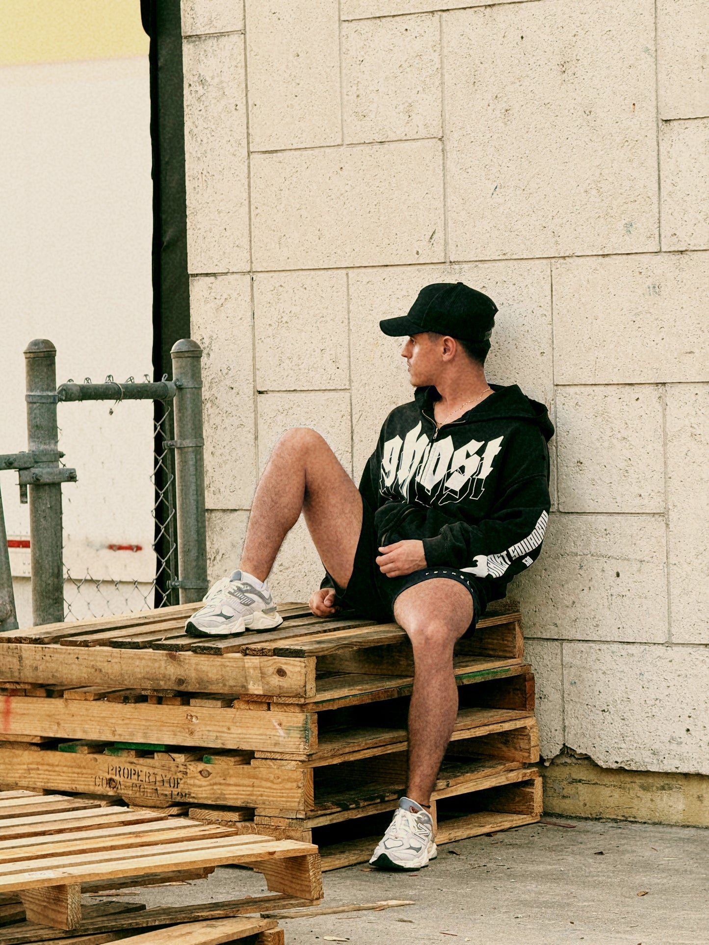 "GHOST SQUADRON" Washed Zip-Up Hoodie