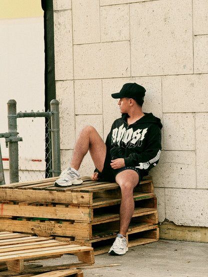 "GHOST SQUADRON" Washed Zip-Up Hoodie